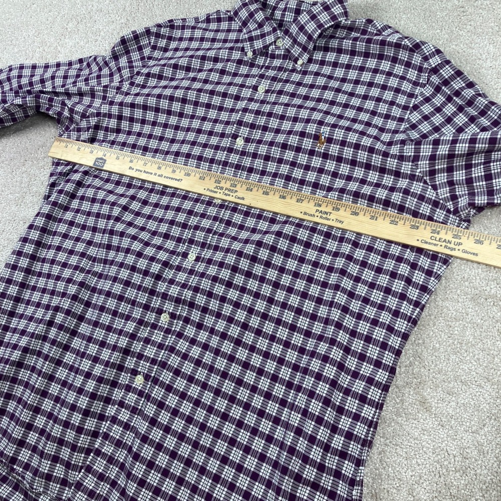 Ralph Lauren Mens XL Button Down Shirt Purple Plaid Classic Fit Long Sleeve - Picture 7 of 9